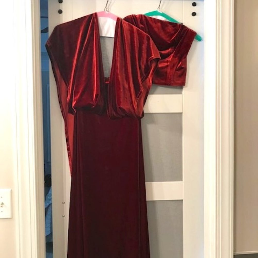 Rose color long velvet dress